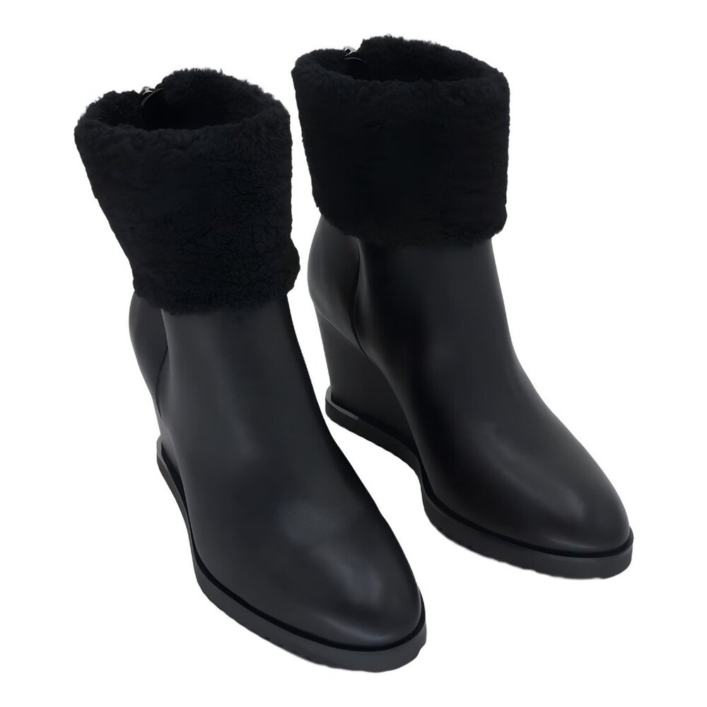 DKNY Powell Wedge Ankle Boots Black Suede 9M